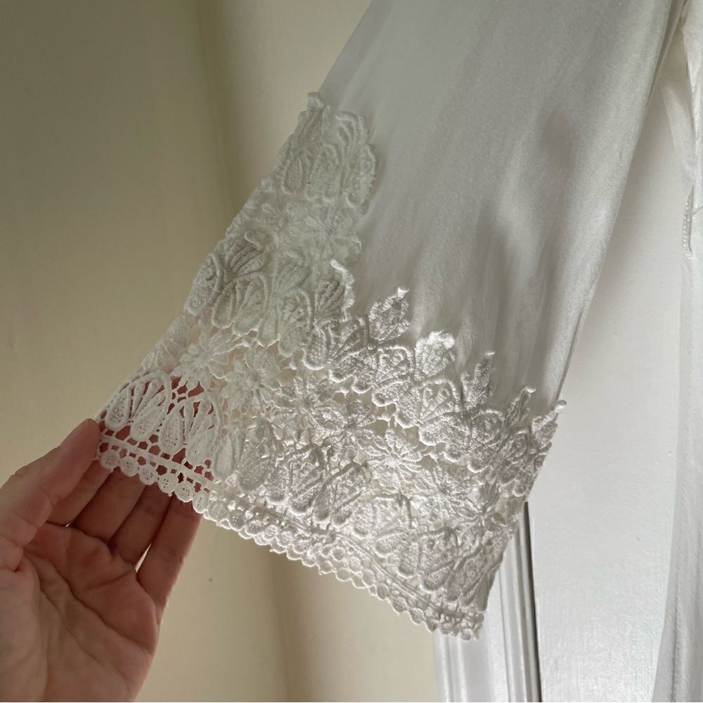 Nostalgia Boho White Crochet Detail Swim Coverup/ Tunic Size S - Picture 4 of 15